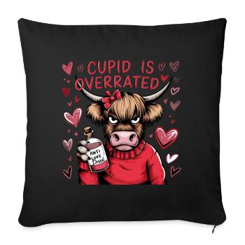 Célibataire Saint-Valentin Amour Cupidon Drôle Dicton - Housse de coussin décorative 45 x 45 cm - noir - Devant