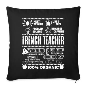 French Teacher Multitasking Beer Coffee Problem - Sofa pillowcase 17,3'' x 17,3'' (45 x 45 cm) - black - Front