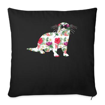 Otter Tropical Flowers Floral - Sofa pillowcase 17,3'' x 17,3'' (45 x 45 cm) - black - Front