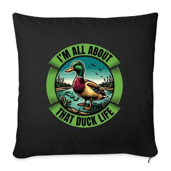 Mallard Duck I'm All About That Duck Water Bird - Sofa pillowcase 17,3'' x 17,3'' (45 x 45 cm) - black - Front
