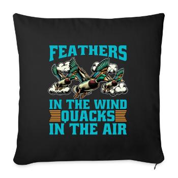 Canard colvert plumes dans le vent Canard passionné - Housse de coussin décorative 45 x 45 cm - noir - Devant