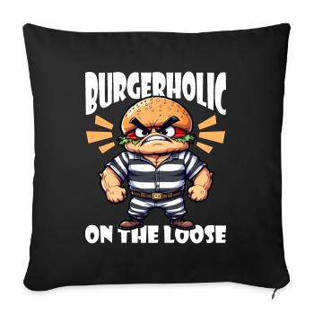 BURGERHOLIC ON THE LOOSE - Sofa pillowcase 17,3'' x 17,3'' (45 x 45 cm) - black - Front