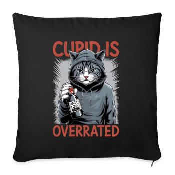 Célibataire Saint-Valentin Amour Cupidon Drôle Dicton - Housse de coussin décorative 45 x 45 cm - noir - Devant