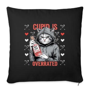 Célibataire Saint-Valentin Amour Cupidon Drôle Dicton - Housse de coussin décorative 45 x 45 cm - noir - Devant