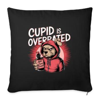 Célibataire Saint-Valentin Amour Cupidon Drôle Dicton - Housse de coussin décorative 45 x 45 cm - noir - Devant