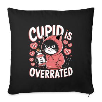 Célibataire Saint-Valentin Amour Cupidon Drôle Dicton - Housse de coussin décorative 45 x 45 cm - noir - Devant