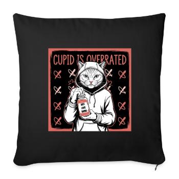 Célibataire Saint-Valentin Amour Cupidon Drôle Dicton - Housse de coussin décorative 45 x 45 cm - noir - Devant