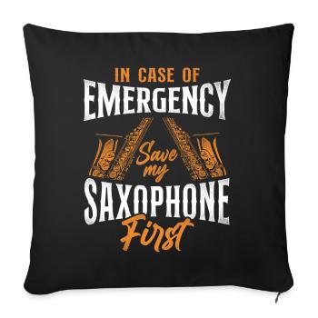 Saxophone In Case Of Emergency - Sofa pillowcase 17,3'' x 17,3'' (45 x 45 cm) - black - Front