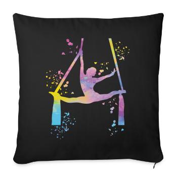 Tissu vertical acrobaties aériennes soie aérienne - Housse de coussin décorative 45 x 45 cm - noir - Devant