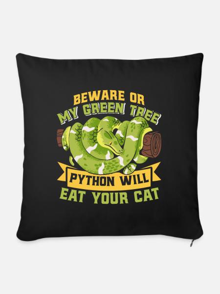 Green Tree Python - Sofakissenbezug 45 x 45 cm - Schwarz