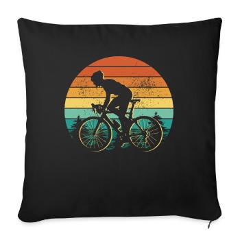 Coucher de soleil cycliste rétro - Housse de coussin décorative 45 x 45 cm - noir - Devant