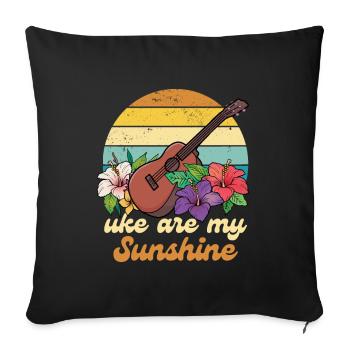 Uke Are My Sunshine Vintage Ukulele Flowers - Sofa pillowcase 17,3'' x 17,3'' (45 x 45 cm) - black - Front