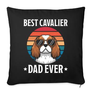 Cavalier King Charles Spaniel Disant Papa Cadeau - Housse de coussin décorative 45 x 45 cm - noir - Devant