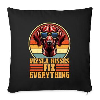 Vizsla Kisses Fix Everything Dog Lover Pet Owner - Sofa pillowcase 17,3'' x 17,3'' (45 x 45 cm) - black - Front