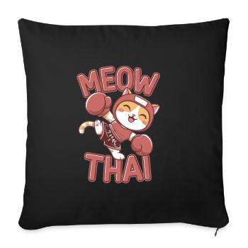 Miaou thaï - Housse de coussin décorative 45 x 45 cm - noir - Devant