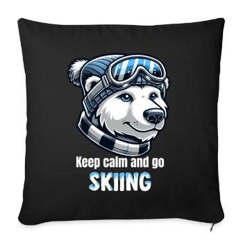 Polar Bear Skiing Ski Goggles Beanie Winter Vacation - Sofa pillowcase 17,3'' x 17,3'' (45 x 45 cm) - black - Front