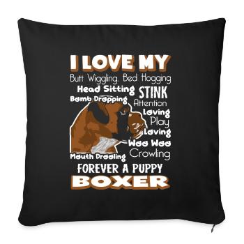I Love My Puppy Boxer - Sofa pillowcase 17,3'' x 17,3'' (45 x 45 cm) - black - Front