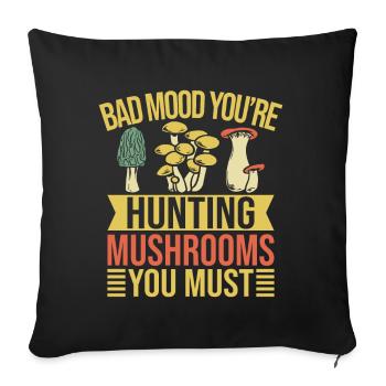 Cueillette de champignons Chasseur Mauvaise humeur Chasse Morille - Housse de coussin décorative 45 x 45 cm - noir - Devant