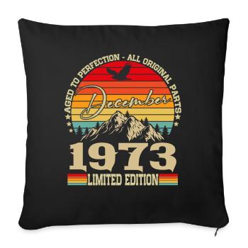 Vintage December 1973 Vintage Retro Birthday - Sofa pillowcase 17,3'' x 17,3'' (45 x 45 cm) - black - Front