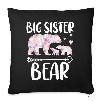 Big Sister Bear - Sofa pillowcase 17,3'' x 17,3'' (45 x 45 cm) - black - Front