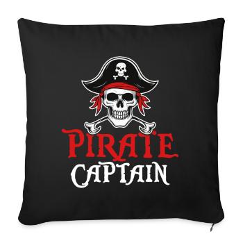 Pirate Capitaine Bateau Crâne Crossbone Drôle Pirate - Housse de coussin décorative 45 x 45 cm - noir - Devant