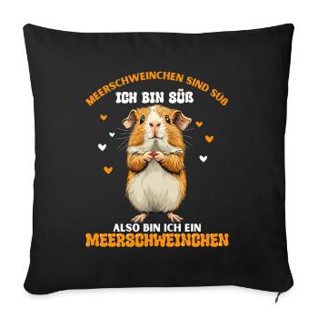 Cochon d’Inde Maman Enfants Mignon Animal Mignon - Housse de coussin décorative 45 x 45 cm - noir - Devant