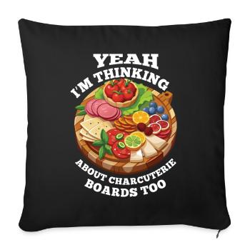 Planche de charcuterie amusante - Housse de coussin décorative 45 x 45 cm - noir - Devant