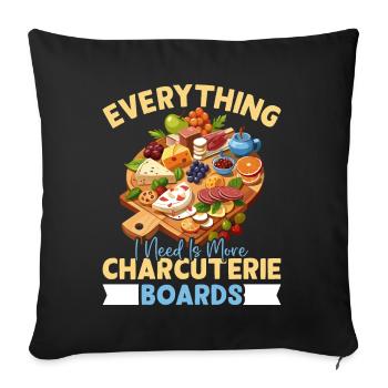 Planche de charcuterie amusante - Housse de coussin décorative 45 x 45 cm - noir - Devant
