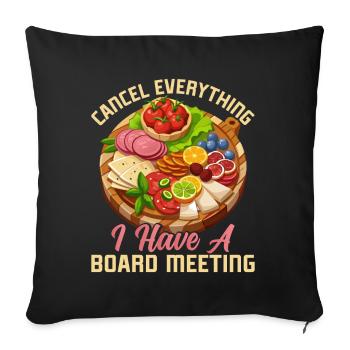 Planche de charcuterie amusante - Housse de coussin décorative 45 x 45 cm - noir - Devant
