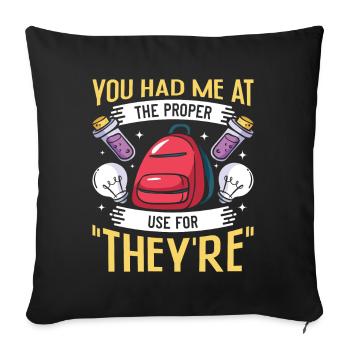 Drôle de professeur d’école d’anglais - Housse de coussin décorative 45 x 45 cm - noir - Devant