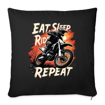 Motocross Eat Sleep Ride Repeat - Sofa pillowcase 17,3'' x 17,3'' (45 x 45 cm) - black - Front