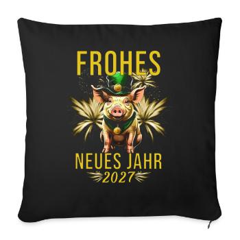 Frohes Neues Jahr 2027 - Sofakissenbezug 45 x 45 cm - Schwarz - Vorne