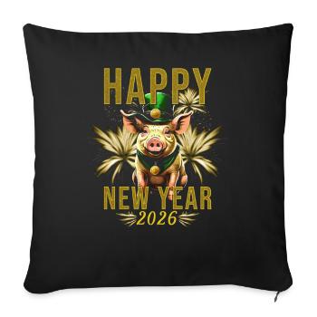 Happy New Year 2026 - Sofa pillowcase 17,3'' x 17,3'' (45 x 45 cm) - black - Front