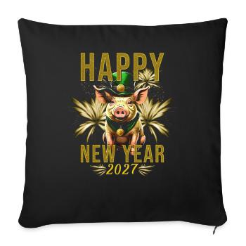 Happy New Year 2027 - Sofa pillowcase 17,3'' x 17,3'' (45 x 45 cm) - black - Front