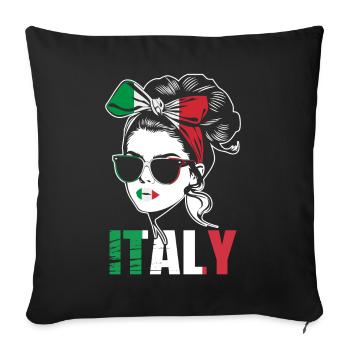 Sport Italie, Football, Tenue pour fan de sport - Housse de coussin décorative 45 x 45 cm - noir - Devant