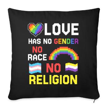 Gender Lesben, Schwule, Trans, Queer Regenbogen - Sofakissenbezug 45 x 45 cm - Schwarz - Vorne