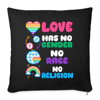 Gender Lesben, Schwule, Trans, Queer Regenbogen - Sofakissenbezug 45 x 45 cm - Schwarz - Vorne