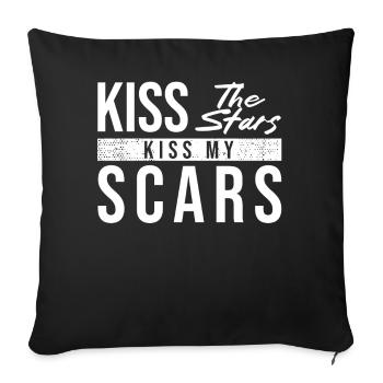 "Kiss the stars, kiss my scars" deine Geschichte - Sofakissenbezug 45 x 45 cm - Schwarz - Vorne