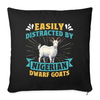 Amoureux des chèvres, chèvres naines du Nigeria - Housse de coussin décorative 45 x 45 cm - noir - Devant