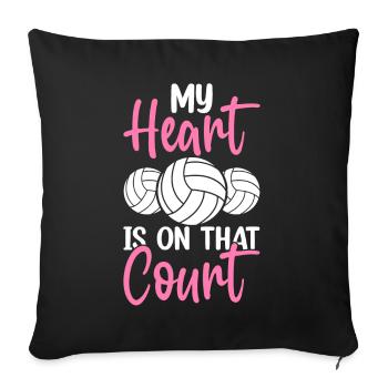 My Heart Is On That Court Volleyball Funny Bump - Sofa pillowcase 17,3'' x 17,3'' (45 x 45 cm) - black - Front