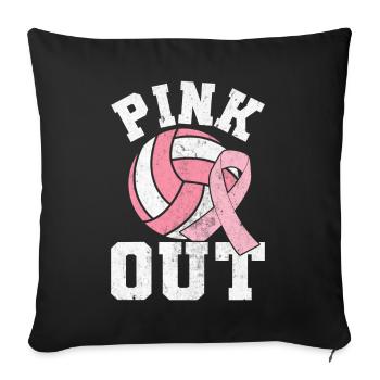 Pink Out Breast Cancer Volleyball Pink Ribbon - Sofa pillowcase 17,3'' x 17,3'' (45 x 45 cm) - black - Front
