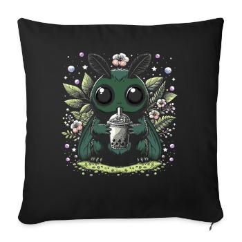 Thé à bulles Mothman - Housse de coussin décorative 45 x 45 cm - noir - Devant