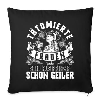 Tattoo, Tattooed Women: Rock Your Ink with Style - Sofa pillowcase 17,3'' x 17,3'' (45 x 45 cm) - black - Front