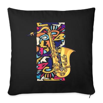 Musik Feiern: Saxophon Rock 'n' Roll -Künstler - Sofakissenbezug 45 x 45 cm - Schwarz - Vorne