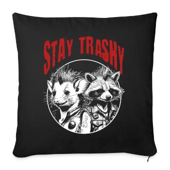 Rester Trash Drôle Motard Possum Sarcastique - Housse de coussin décorative 45 x 45 cm - noir - Devant