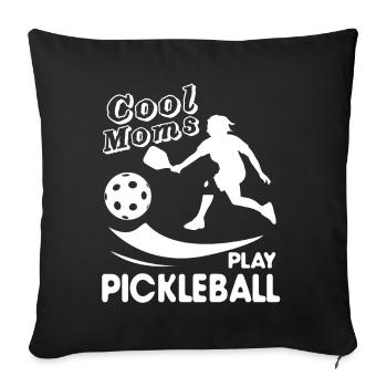 Pickleball Cool Moms Play Pickleball - Sofa pillowcase 17,3'' x 17,3'' (45 x 45 cm) - black - Front