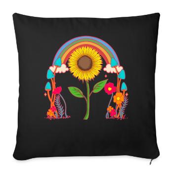 Sunflower Nature Flower Rainbow - Sofa pillowcase 17,3'' x 17,3'' (45 x 45 cm) - black - Front