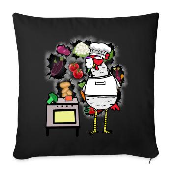 Chicken Cook Cooks Cook - Sofa pillowcase 17,3'' x 17,3'' (45 x 45 cm) - black - Front