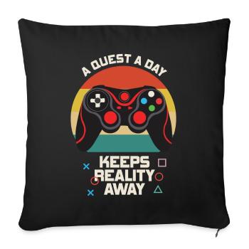 Play Gamer A Quest A Day - Sofa pillowcase 17,3'' x 17,3'' (45 x 45 cm) - black - Front