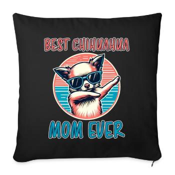 Chihuahua Disant Maman Drôle Chihuahua Cadeau - Housse de coussin décorative 45 x 45 cm - noir - Devant